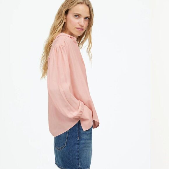 Madewell NT224 Pale Blush Long-Sleeve Button-Front Top size small NWT - Picture 3 of 12
